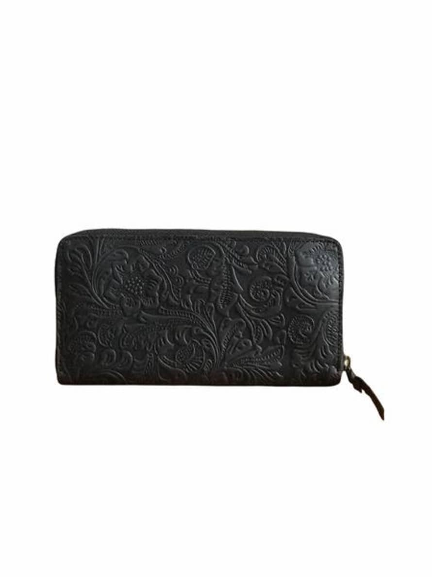CollardManson Zipped Purse / Wallet- New Black Floral