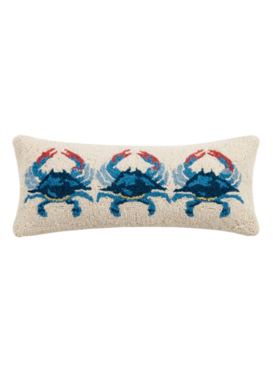 Peking Handicraft Blue Three Crabs Hook Pillow