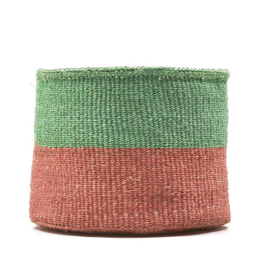 The Basket Room Cheo Coral and Green Block Basket - Small