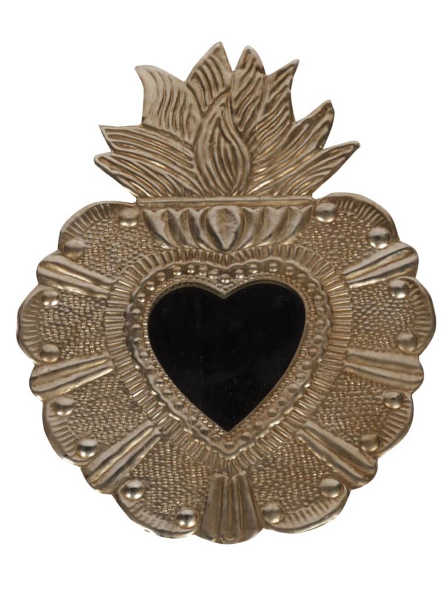 Chehoma Mirror Ex-Voto Heart with Flames