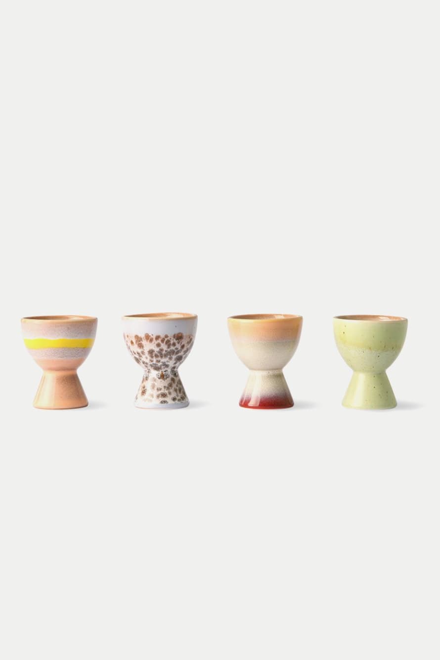 HK Living Egg Cups 70's Ceramics Set Of 4