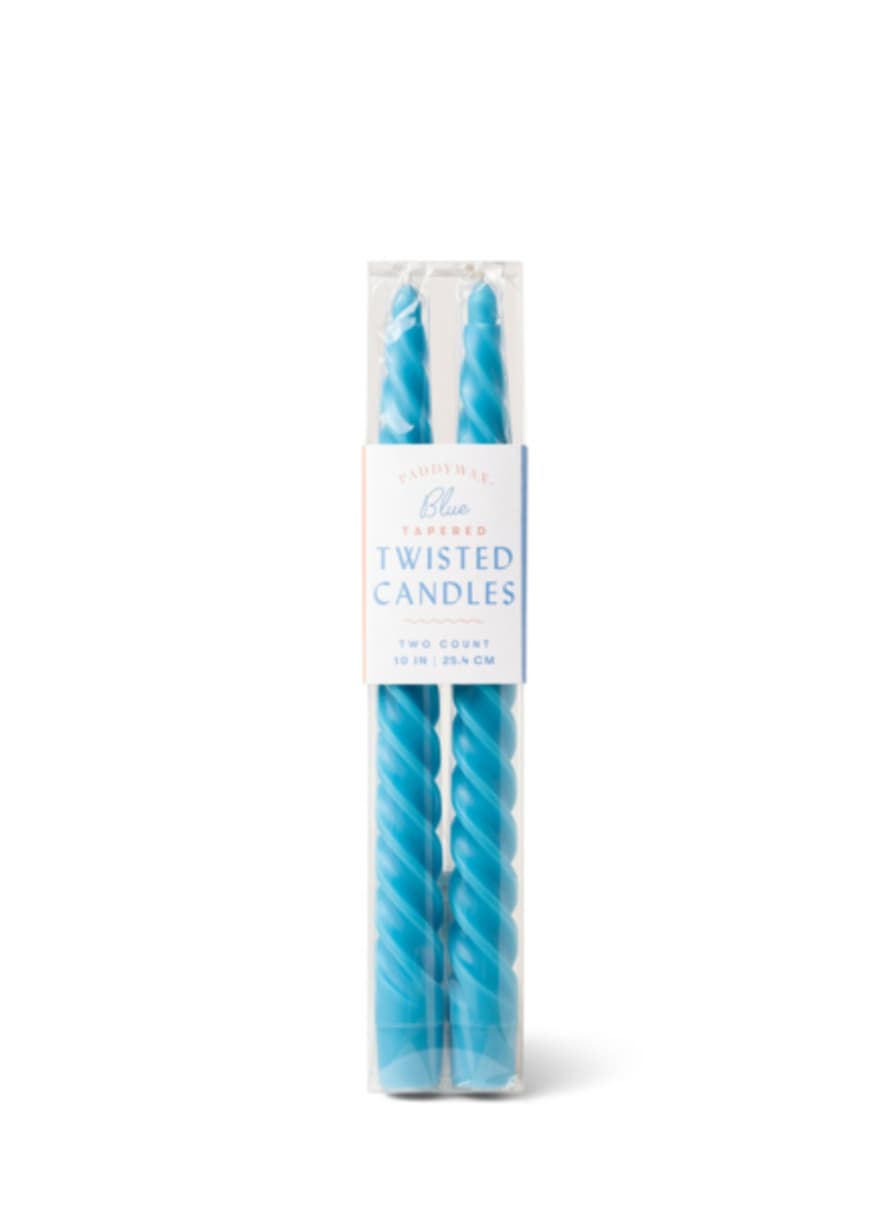 Paddywax 2 Tapered Twisted Candle 10" In Blue