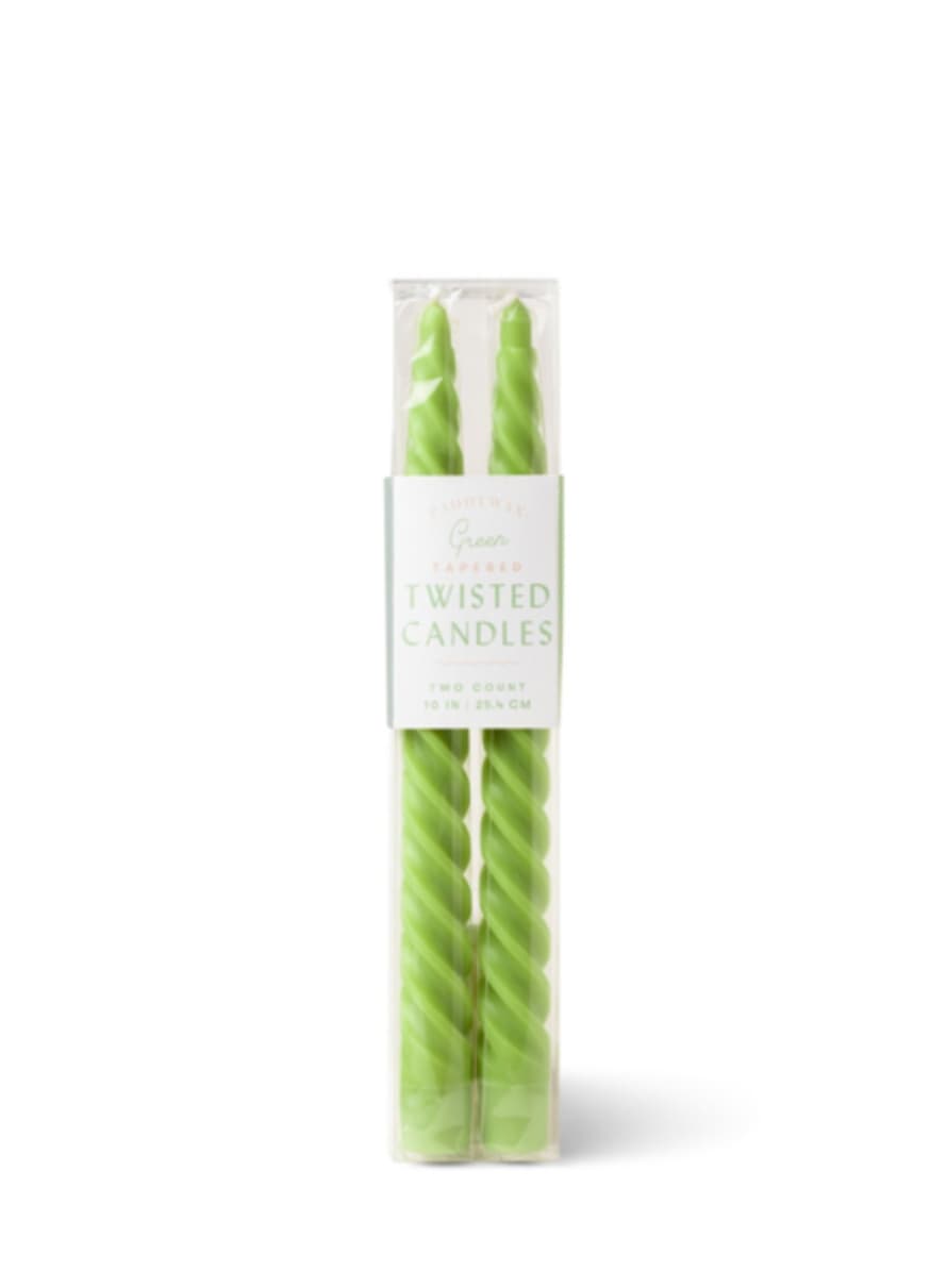 Paddywax 2 Tapered Twisted Candle 10" In Green