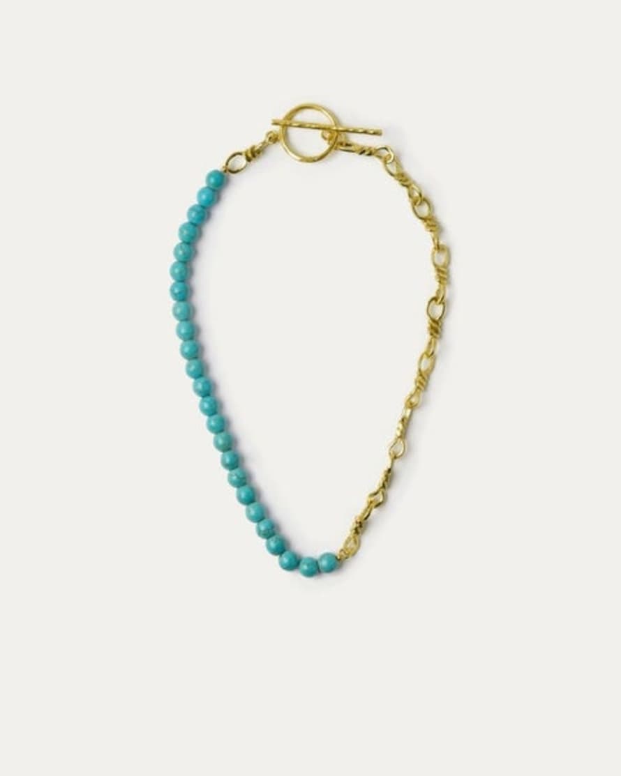 Ottoman Hands Laguna Turquoise and Gold Chain Necklace