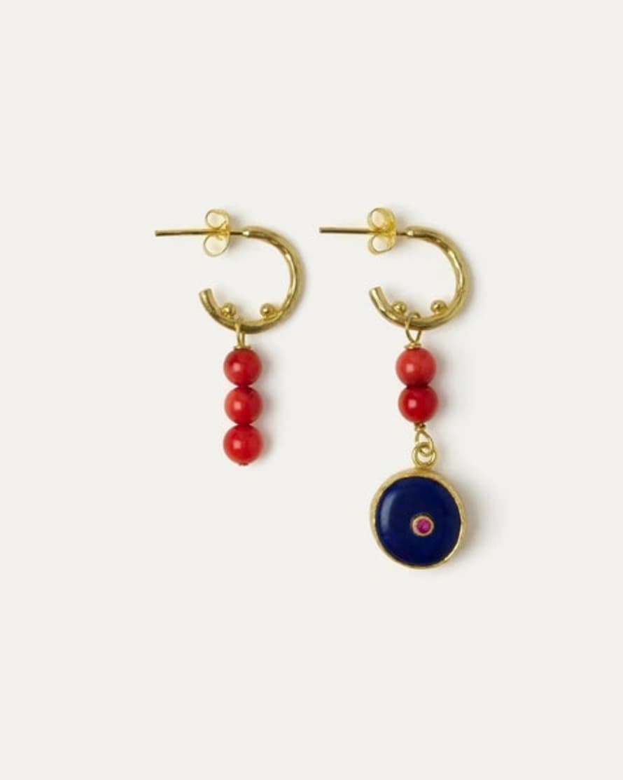 Ottoman Hands Amara Lapis and Coral Bead Drop Earrings
