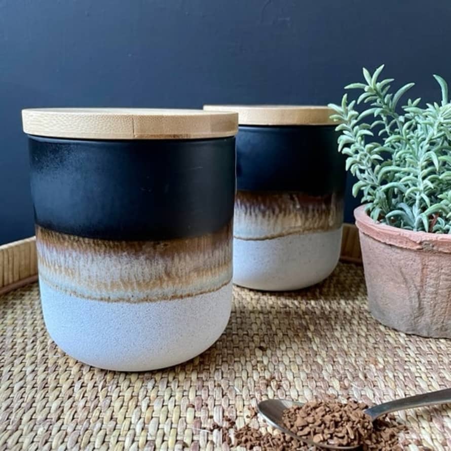 livs Mojave Ceramic Storage Jar With Lid - Black