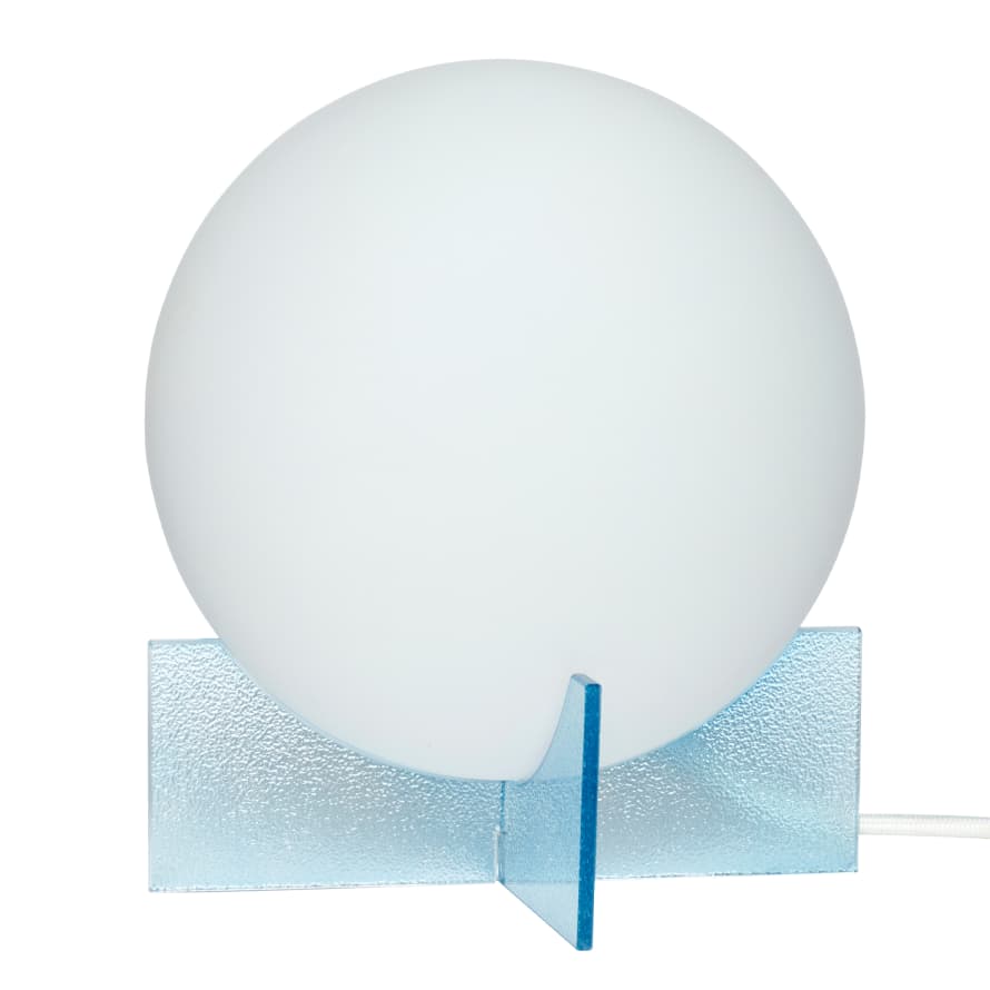 Hubsch Glass White / Opal Blue Table Lamp