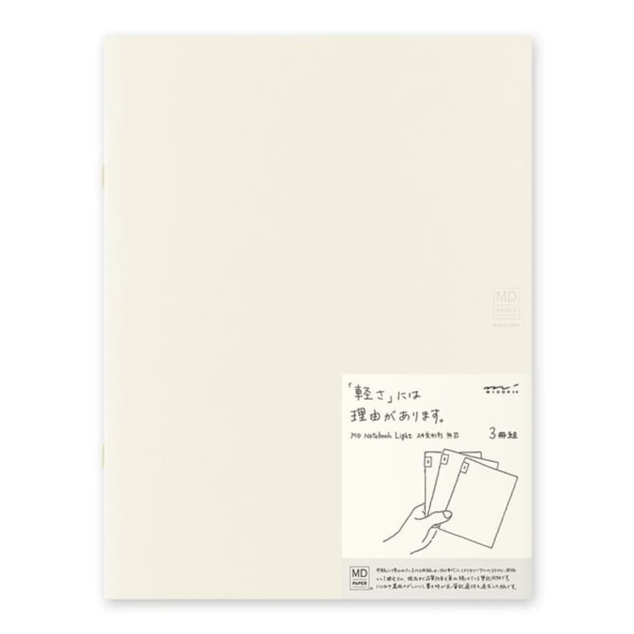 Midori Md Notebook Light A4 Blank 3 Pack