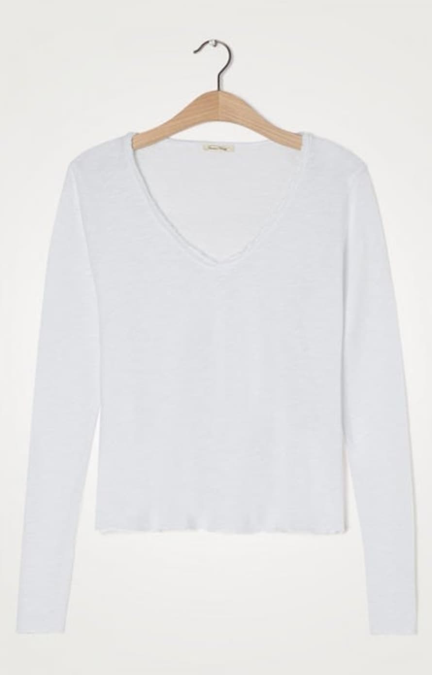 American Vintage Sonoma Long Sleeve V-Neck T-Shirt - White