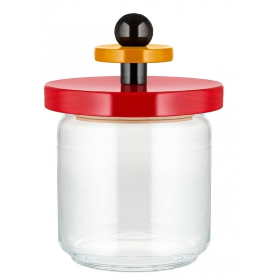 Alessi 75cl Storage Jar with Red Beech Wood Hermetic Lid