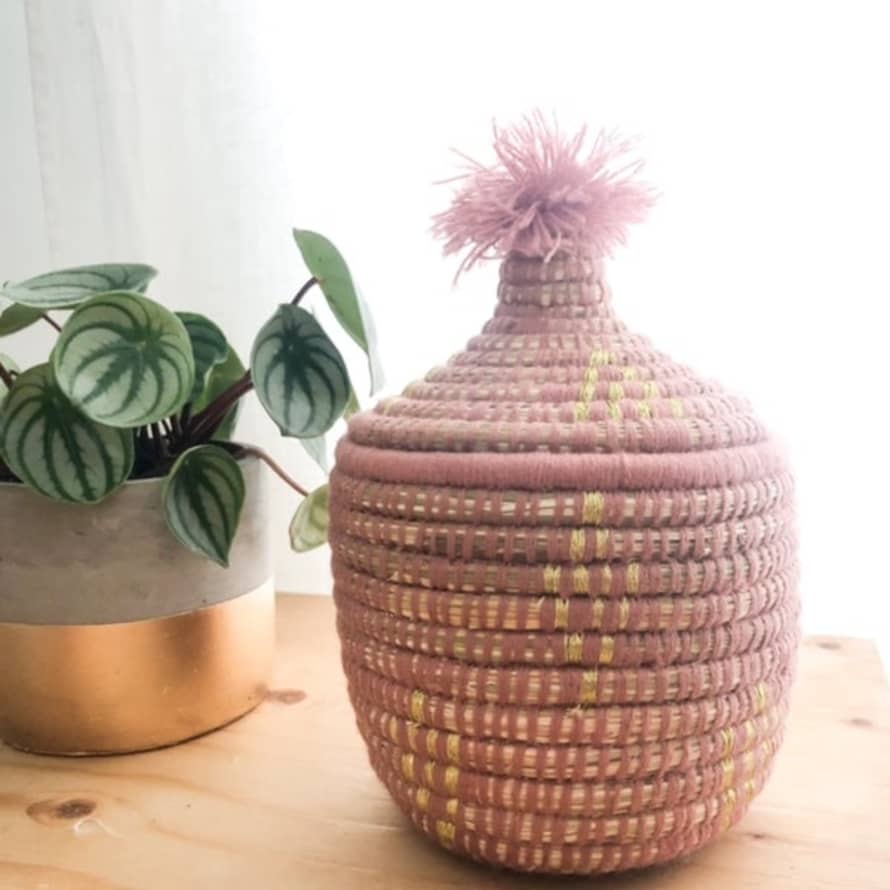 Beldi Maison Small Pink & Gold Berber Bread Basket