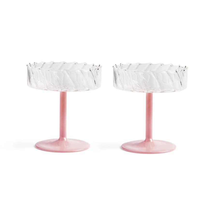 &klevering Set of 2 Glasses Coupe Twirl Pink