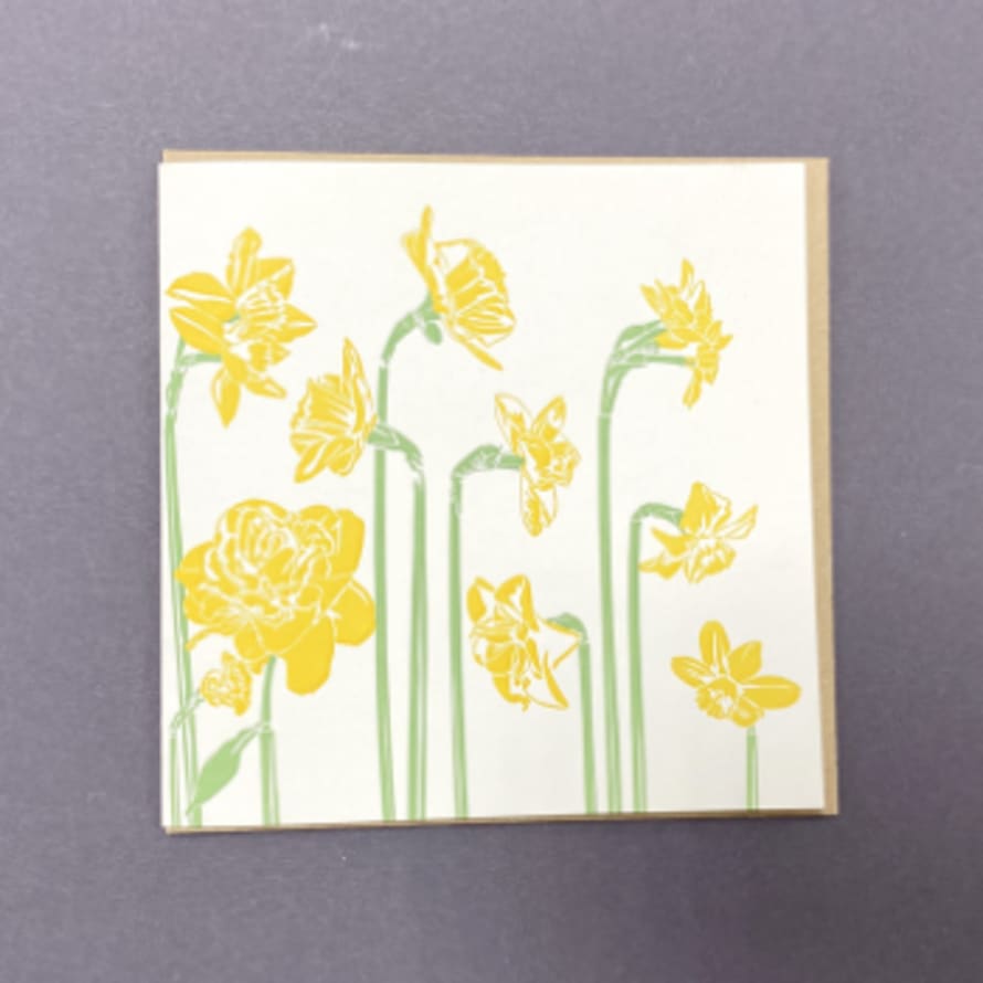 Penguin Ink Daffodils Card