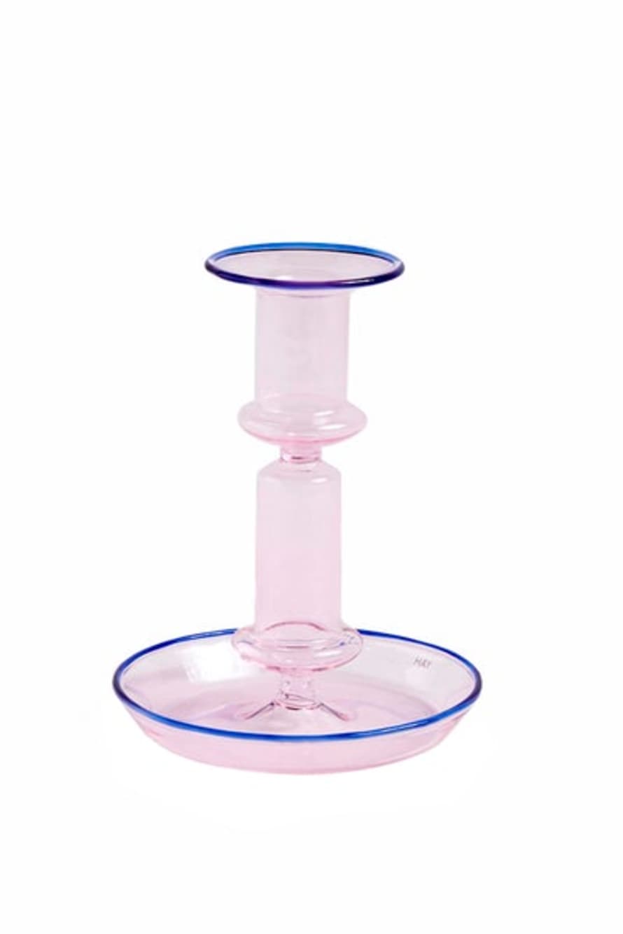 HAY Flare Candle Holder - Pink With Blue Rim