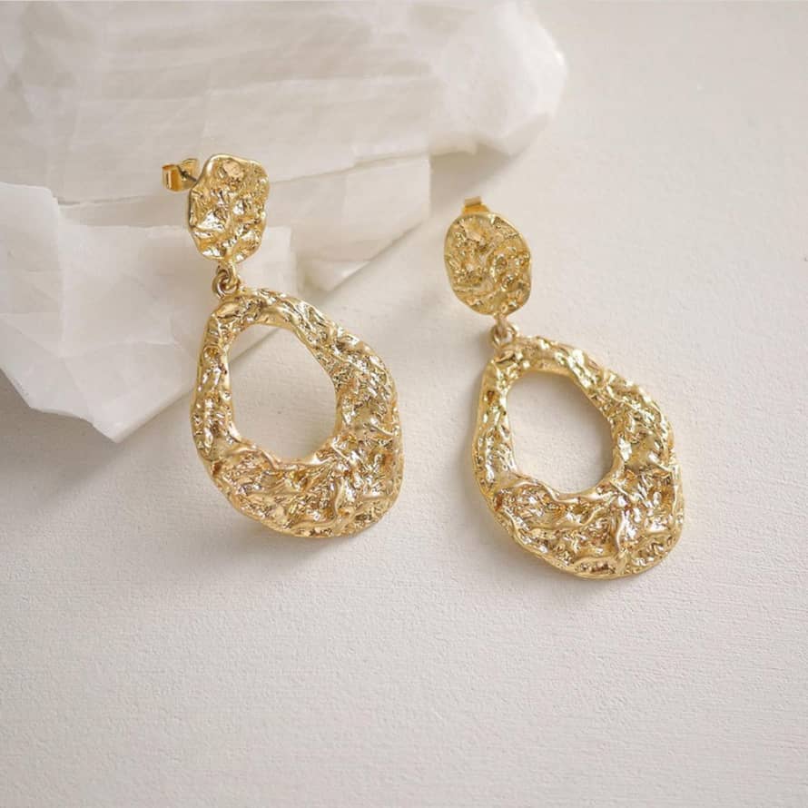 Telegrapher's Laboratory Gold Crumpled Earrings 