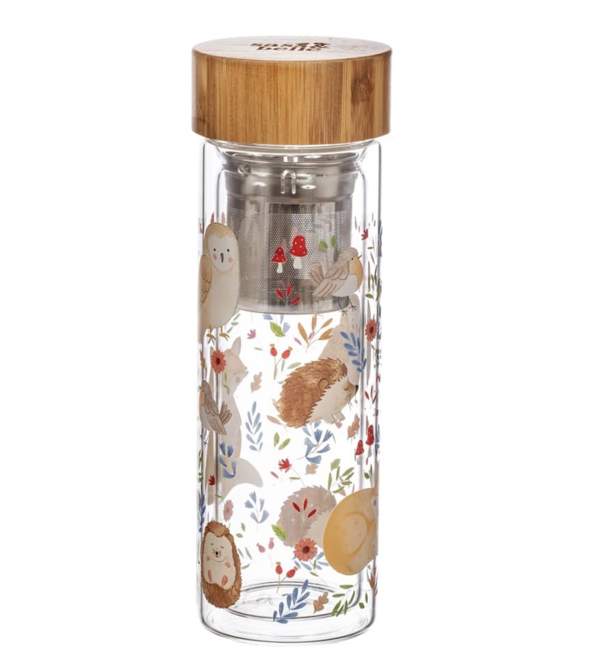 Sass & Belle  Forest Folk Glass Water Bottle With Infuser