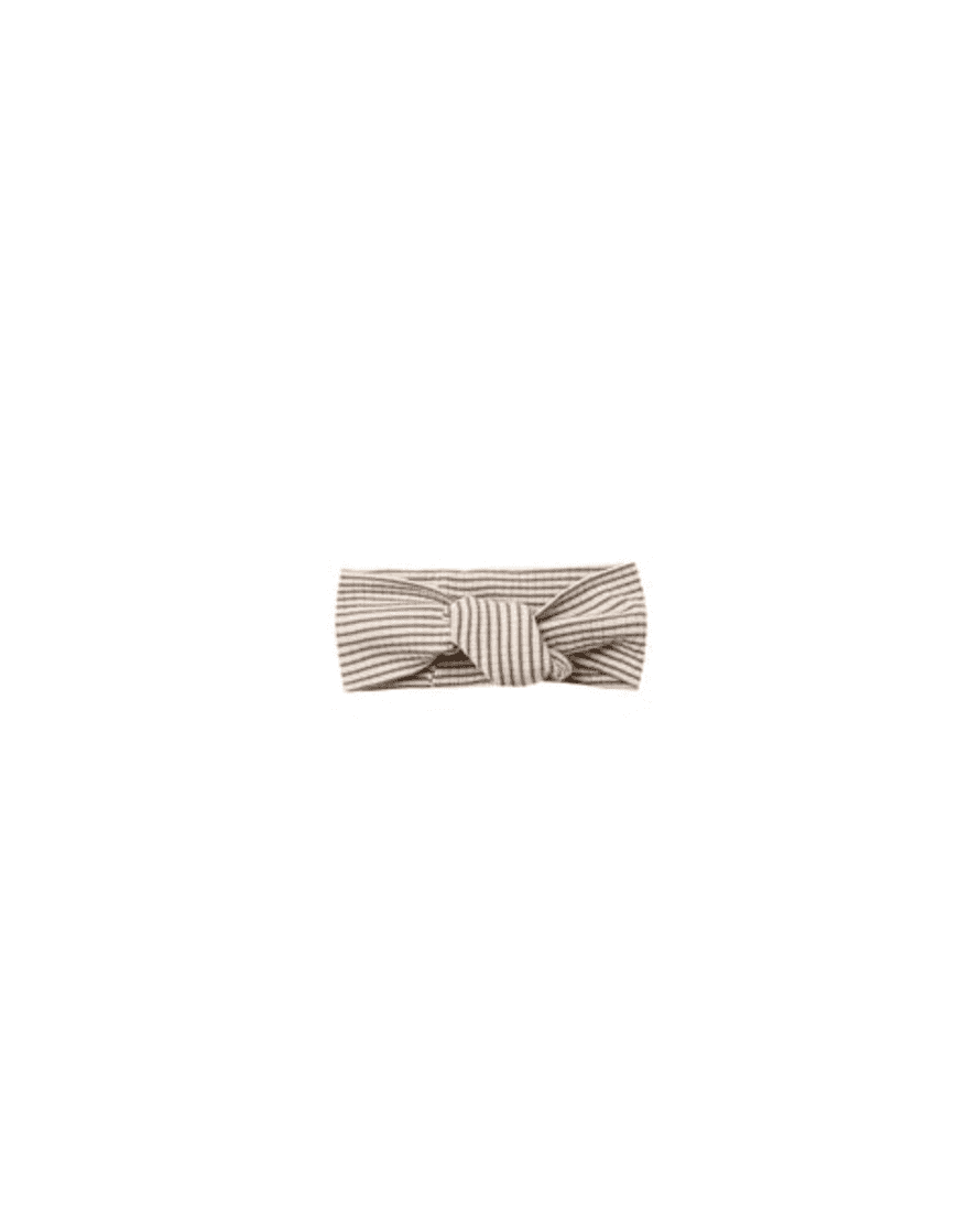 Quincy Mae Ribbed Baby Turban Charcoal Stripe