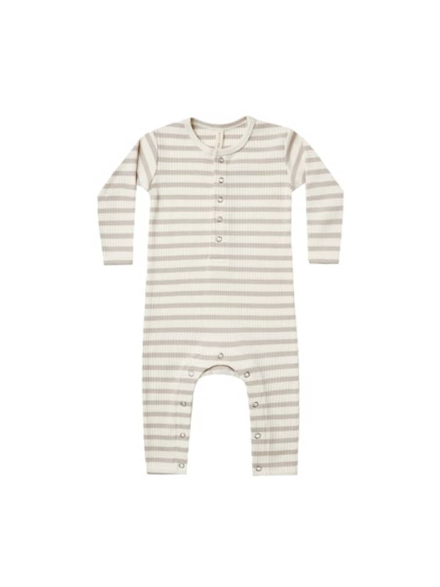 Quincy Mae Ribbed Baby Jumpsuit Ash Stripe