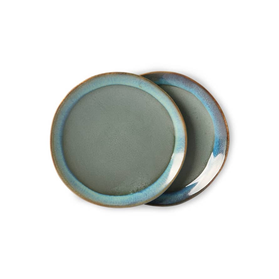 HK Living 70s Ceramics: Dessert Plates, Moss (Set of 2)