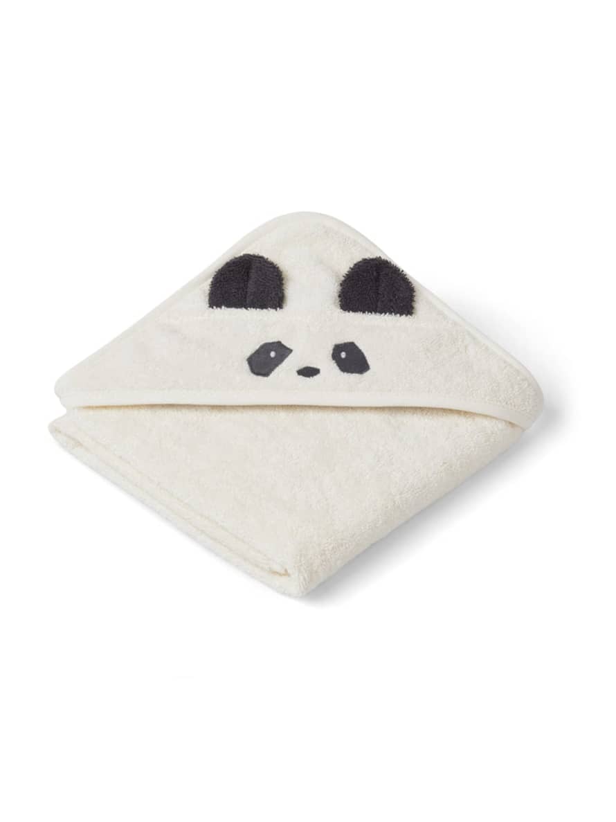 Liewood Albert Hood Towel In Panda Creme De La Creme
