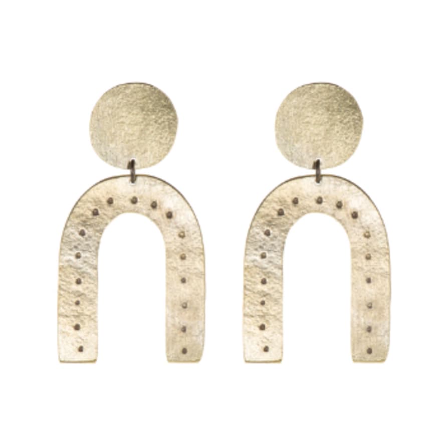 Just Trade  Double Arch Stud Earrings - Brass