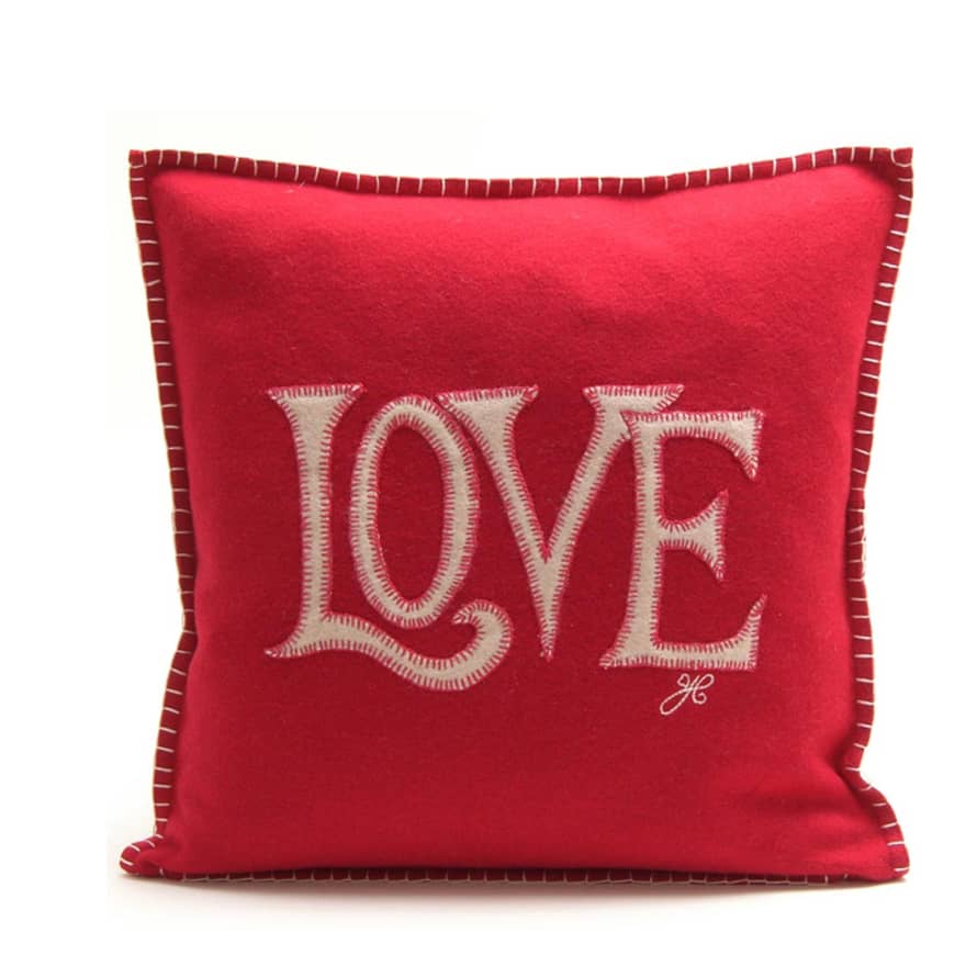 Jan Constantine Wool Love Cushion - Red