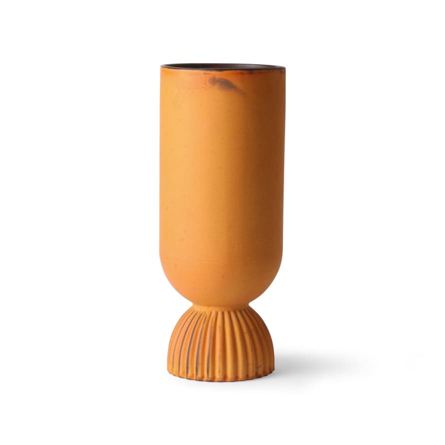 HK Living Ceramic Vase with Ribbed Base