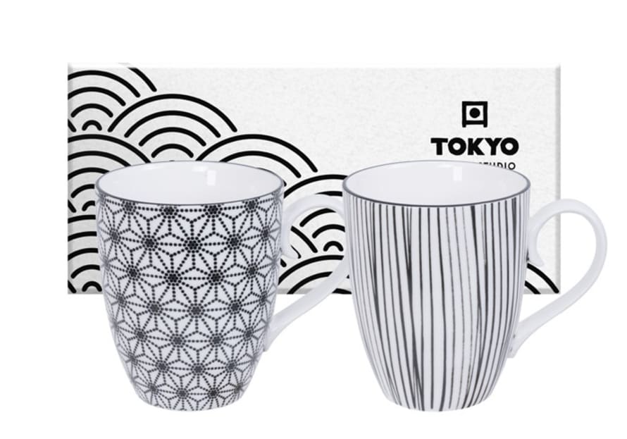 Tokyo Design Studio 380ml Mug Nippon Black - Set of 2 + Gift Box