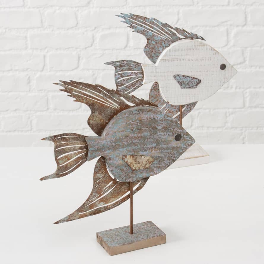 &Quirky Small Wooden Fish Ornament : White or Blue