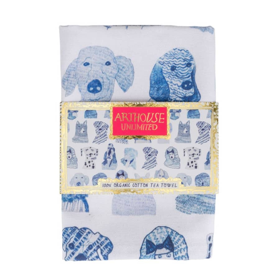 ARTHOUSE Unlimited Blue Dogs Organic Cotton Tea Towel