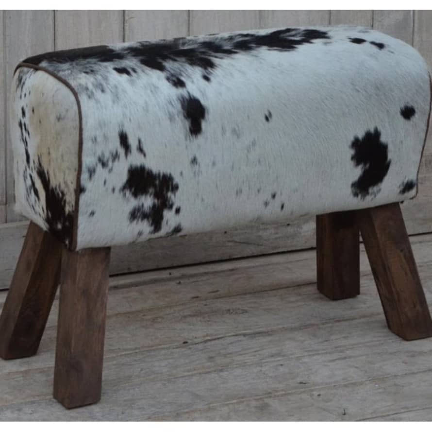 Collective Home Store Large Cowhide Pommel Horse Style Bench