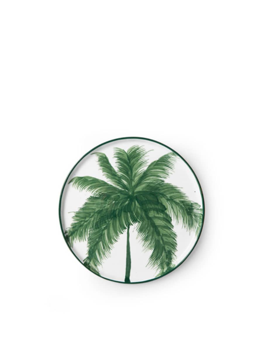 HK Living Bold & Basic Ceramics: Porcelain Side Plate Palms, Green