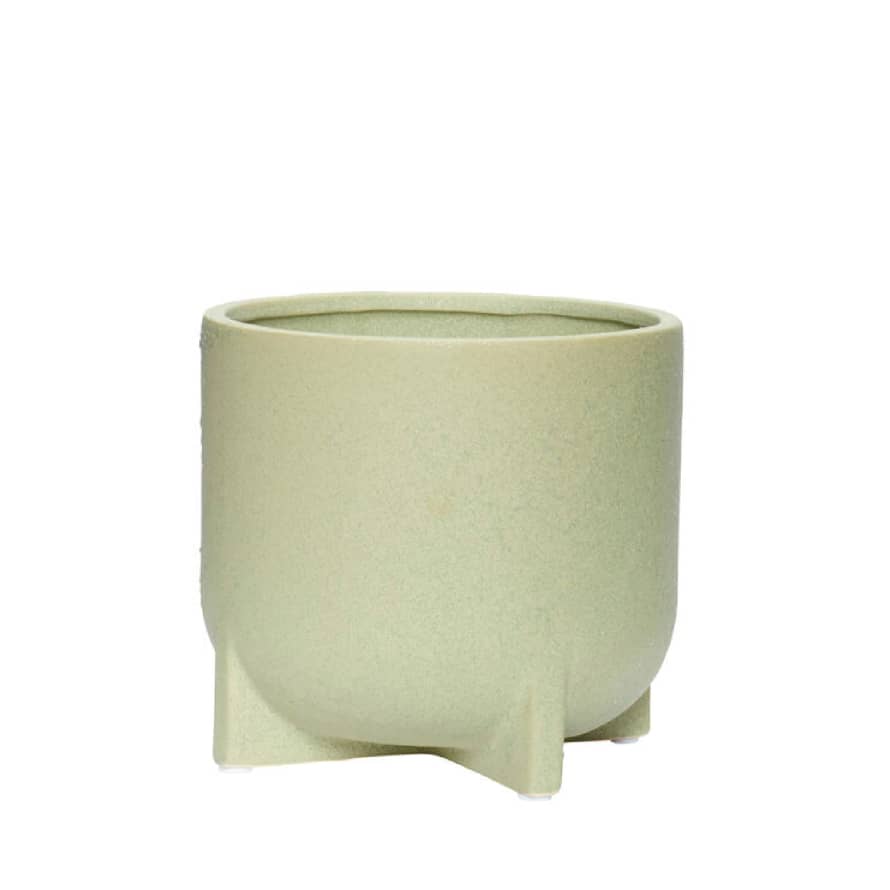 Hubsch Green Split Stoneware Pot Medium