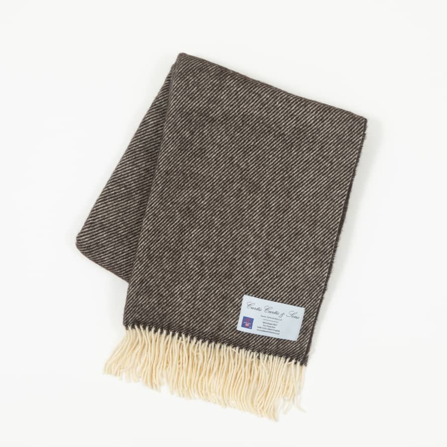 ADAM CURTIS Dark Brown Pure Wool Throw Blanket from British Wool