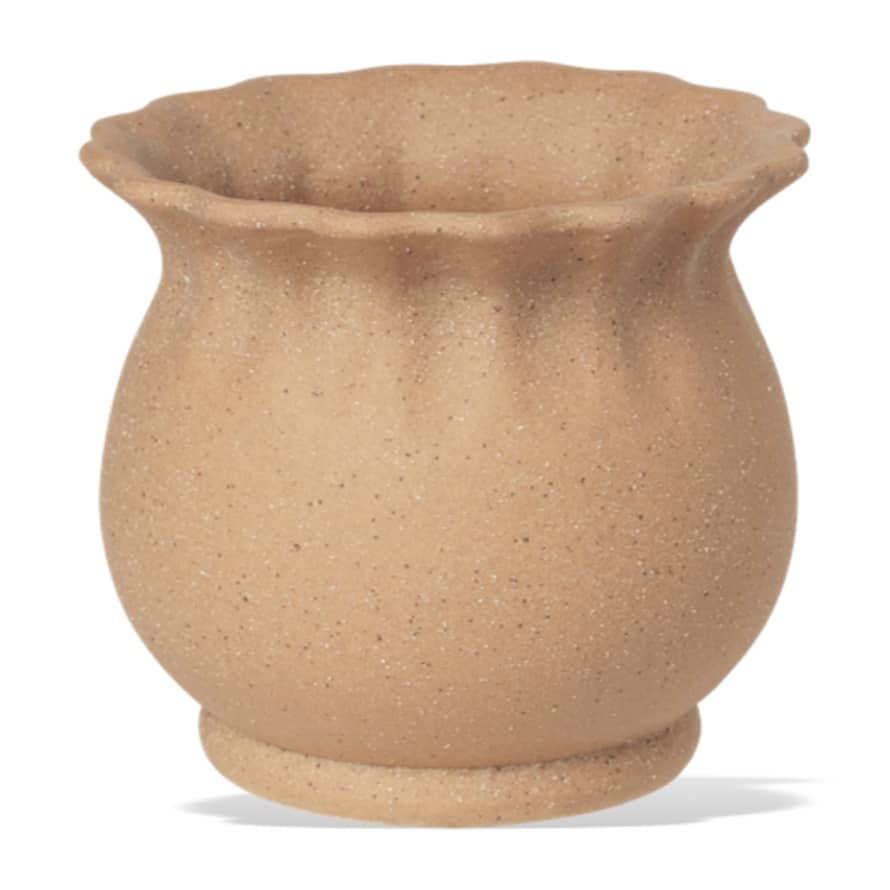 Broste Copenhagen Ceramic Alexa Plant Pot Brown Sand Medium