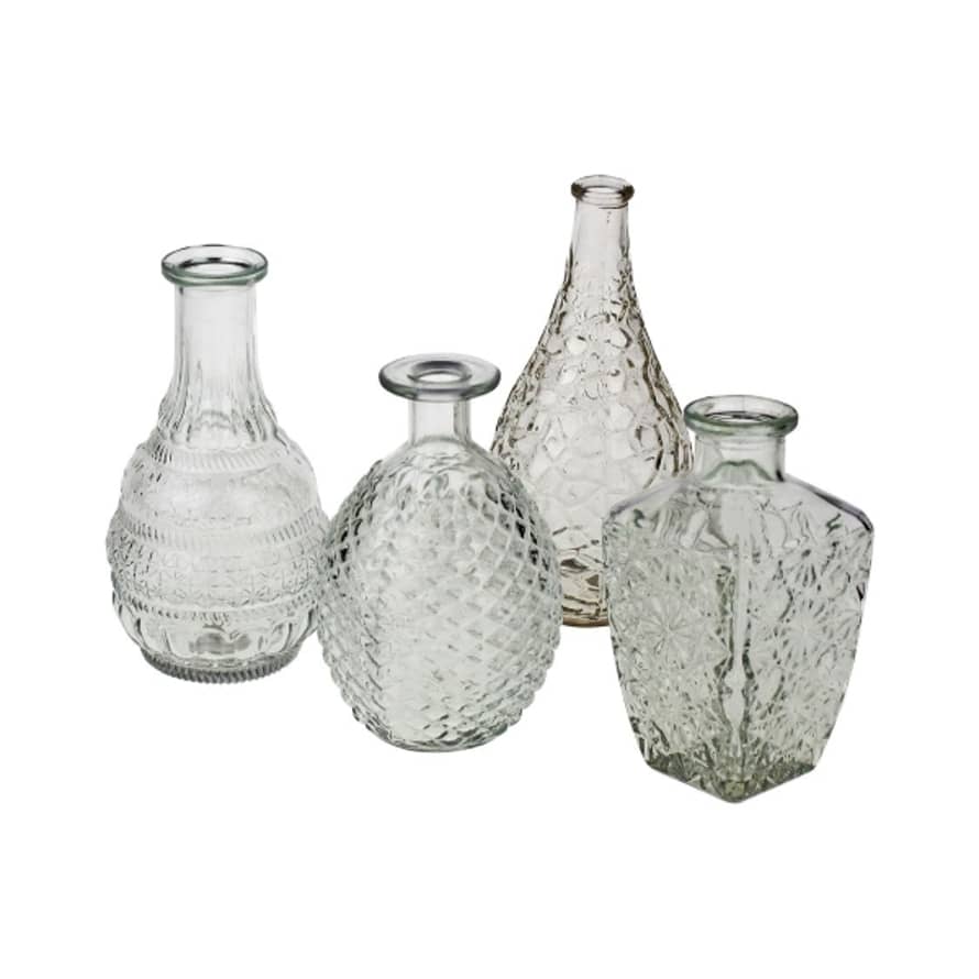 &Quirky Nostalgic Glass Vases : 4 Sided, Diamond Design, Bobble Design or Ringed Design