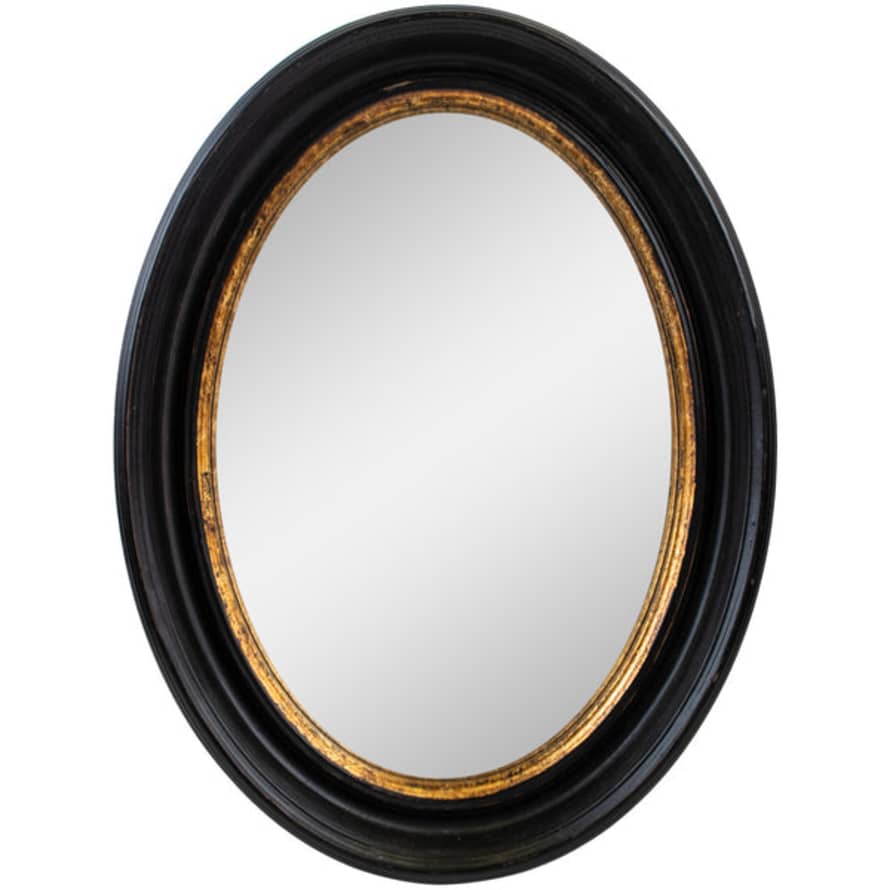 Maitri Oval Convex Mirror Antique Black Small