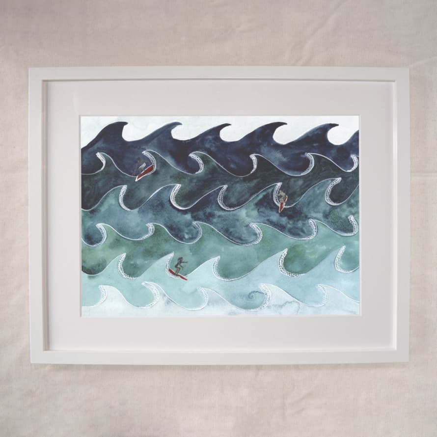Hattie Buckwell Surf - Ocean Waves Watersports A4 Art Print