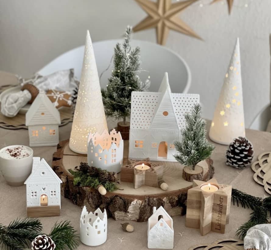 Trouva: Light Object Mini Porcelain Gingerbread House - Snowball