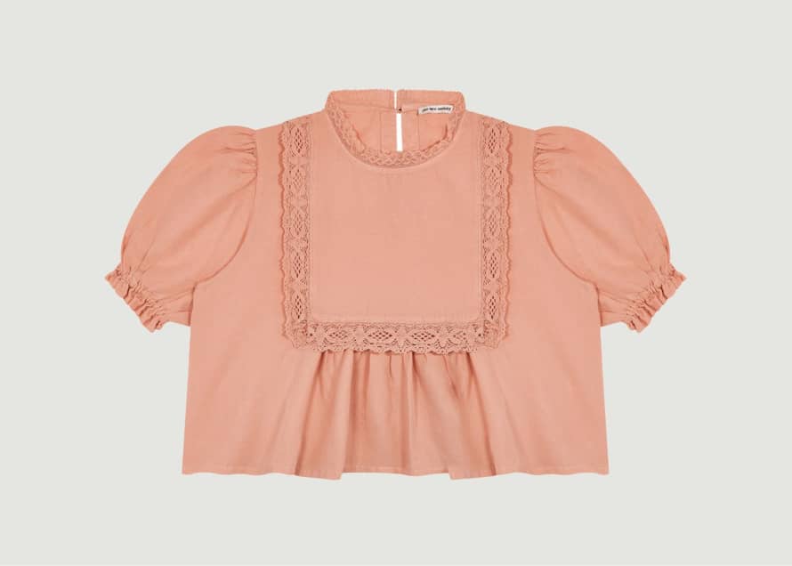 The New Society Short Blouse In Cotton And Linen Ginevra