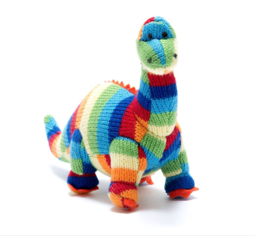 Best Years Diplodocus Knitted Dinosaur Rattle Bold Stripe