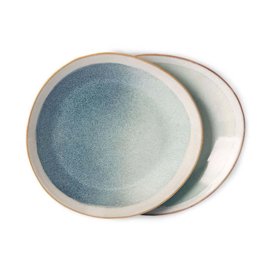 HKliving 70s Ceramics: Side Plates, Mist (Set of 2)