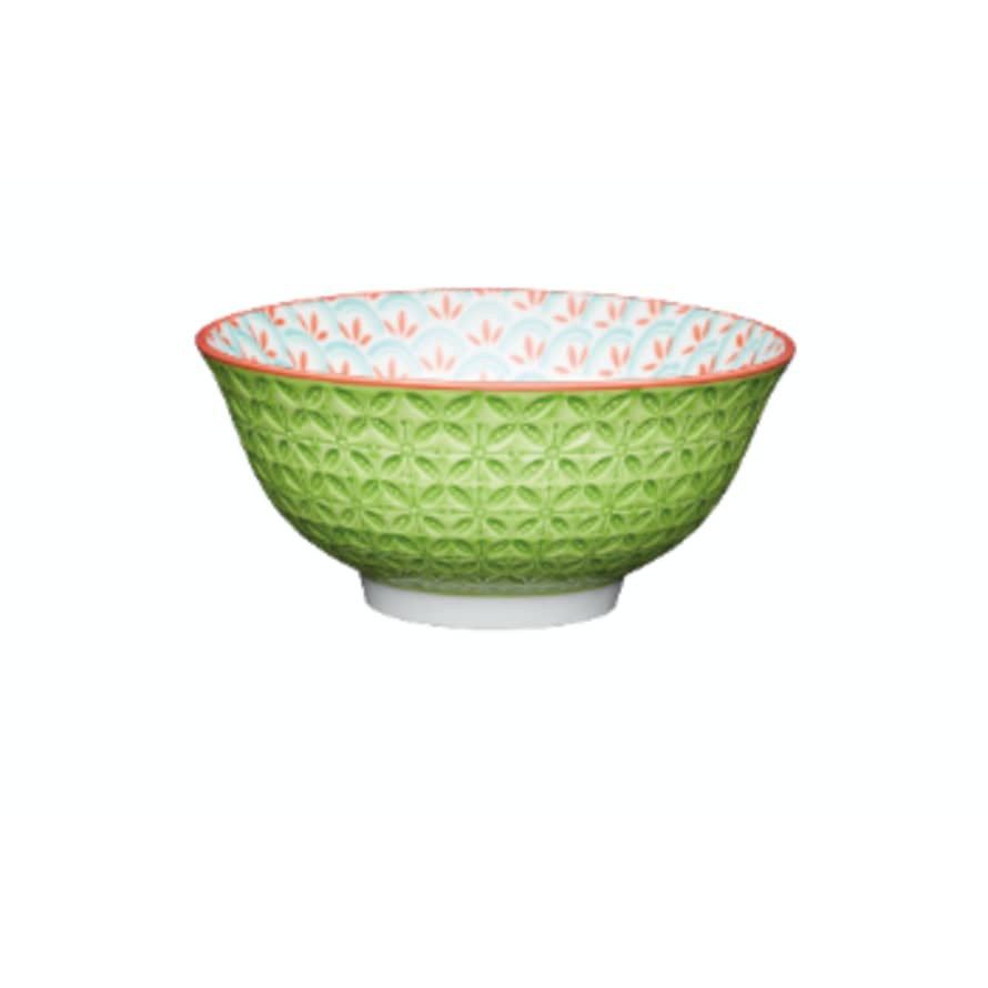 Kitchen Craft Green Geometric Ceramic Bowl