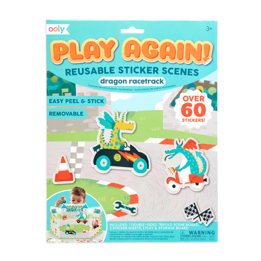 Ooly Play Again Reusable Sticker Scenes - Dragon Racetrack