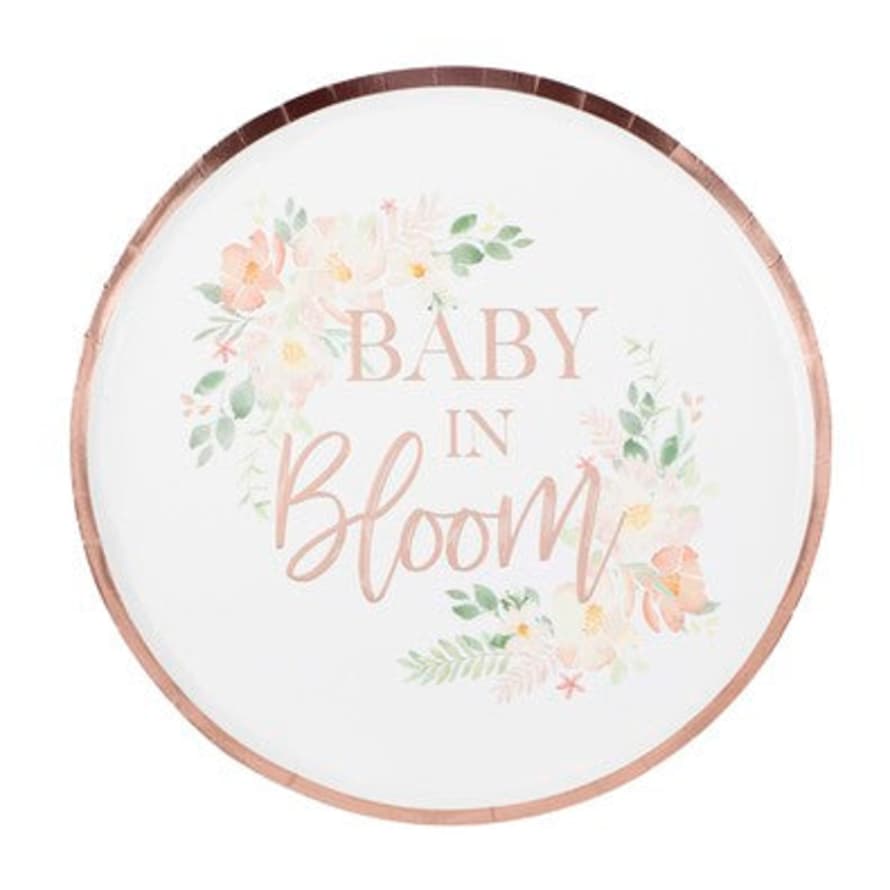 Gingerray Rose Gold Baby In Bloom Baby Shower Plates