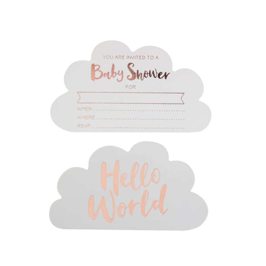 Ginger Ray Rose Gold Baby Shower Invitations - Hello World