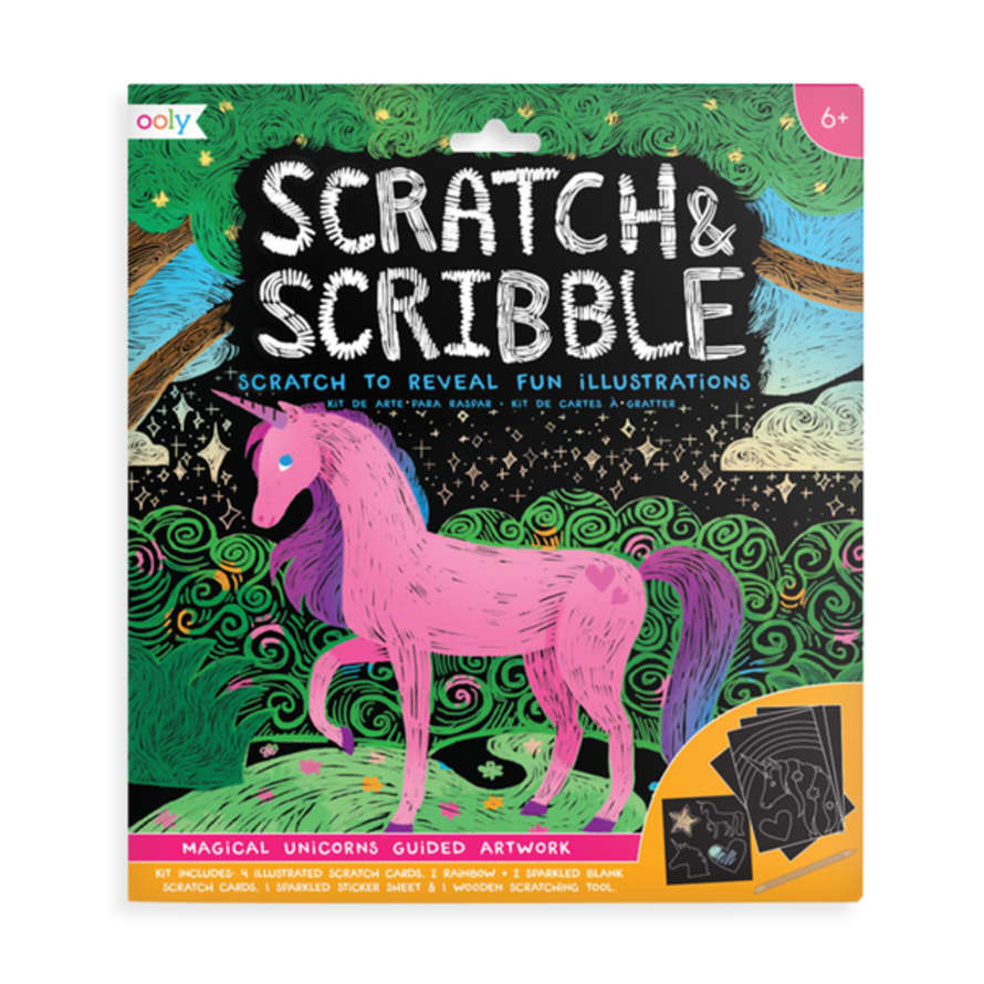 Ooly Magical Unicorn Scratch And Scribble Scratch Art Kit