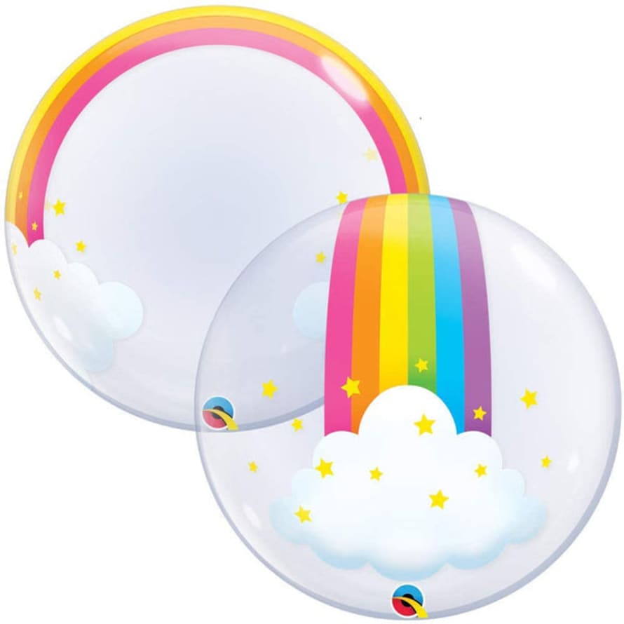 Foil 24" Deco Bubble-rainbow Clouds Balloon, Multicolo