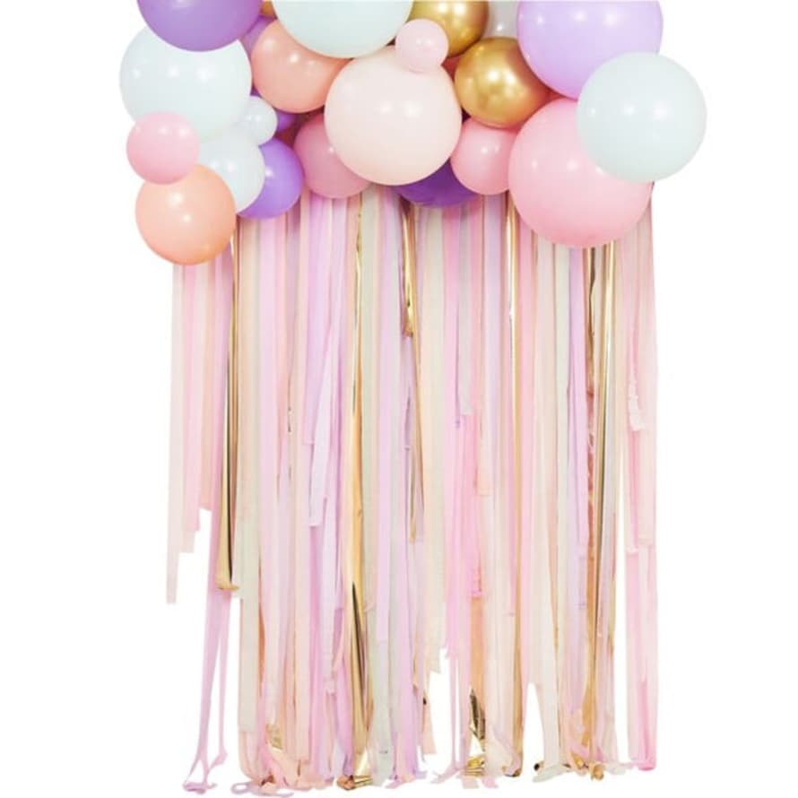 Gingerray Pastel Streamer And Balloon Party Backdrop