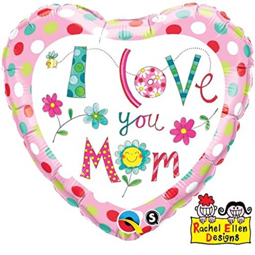 Folat Heart Rachel Ellen I Love You Mum Flowers Foil Balloon